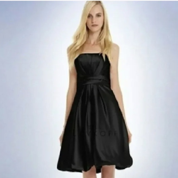 NWT Bill Levkoff Black Curo Satin Bubble Strapless Dress beads & sequins waist 8 - Picture 1 of 15